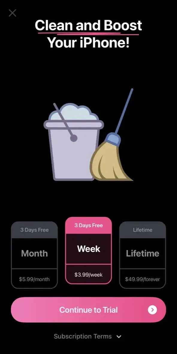 Magic Cleaner paywall screen