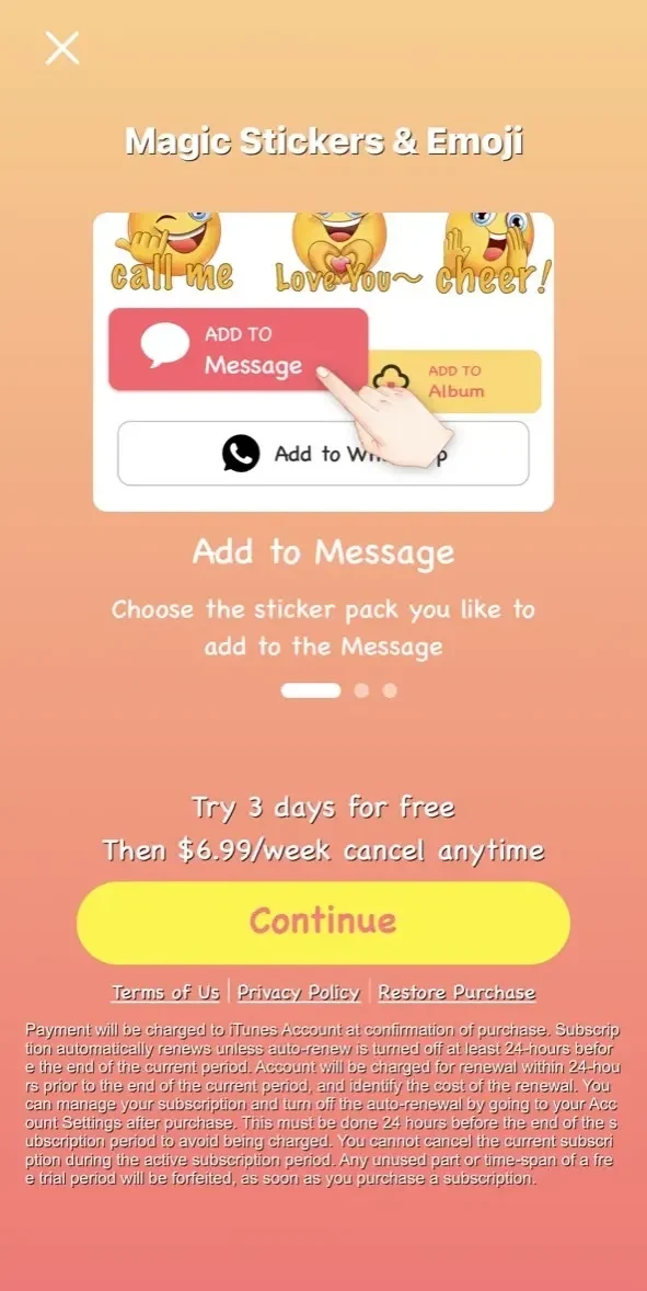 Magic Stickers paywall screen