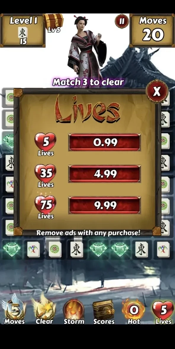 Mahjong Match Adventure World paywall screen