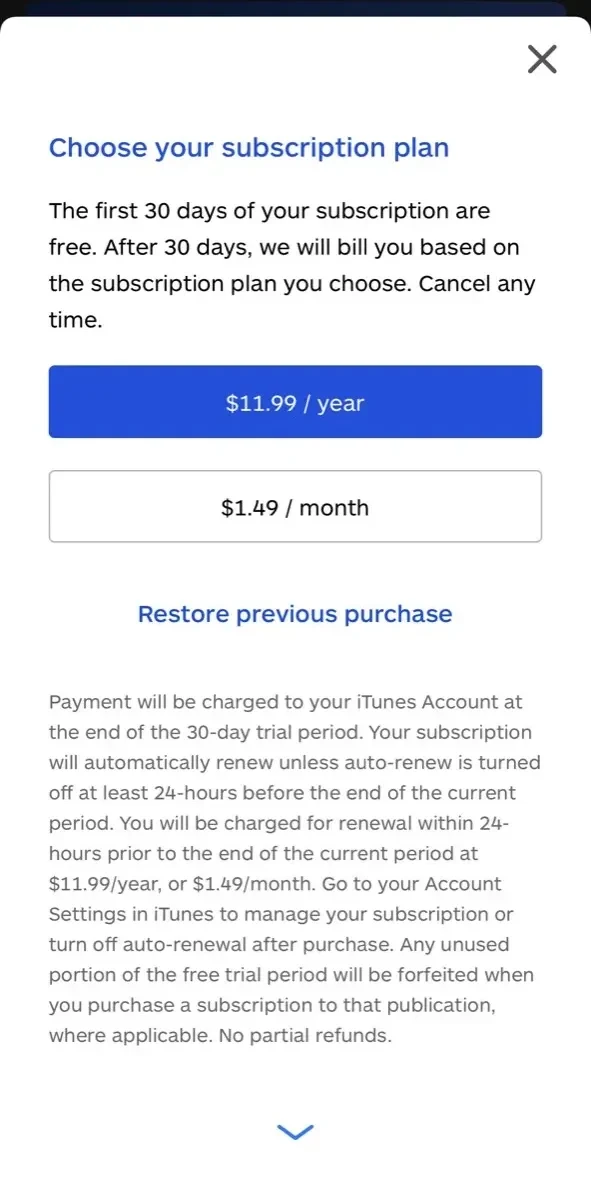 Malwarebytes paywall screen