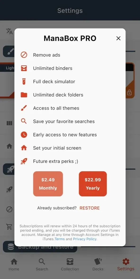 ManaBox paywall screen