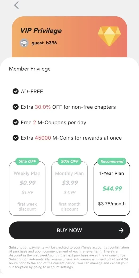 Manga Monkey paywall screen