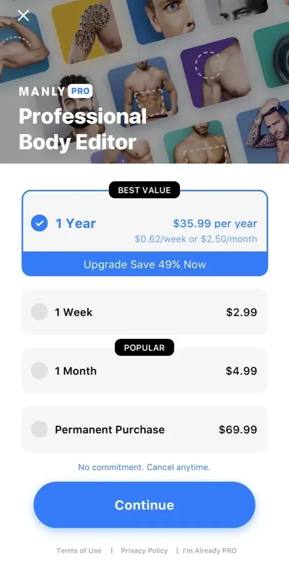 Manly paywall screen
