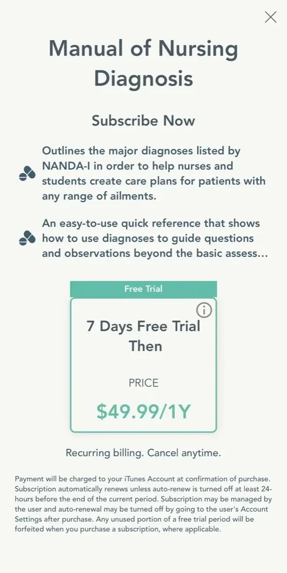 Manual of Nursing Diagnosis paywall screen