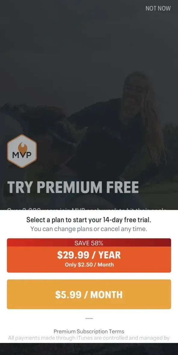 Map My Run paywall screen