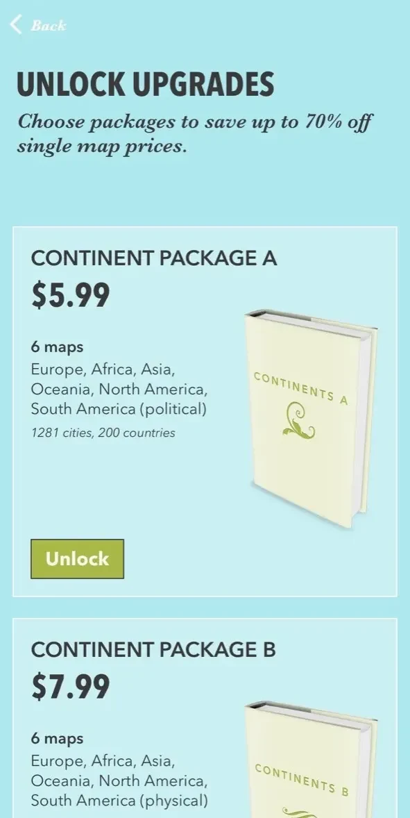 Maps of our World paywall screen