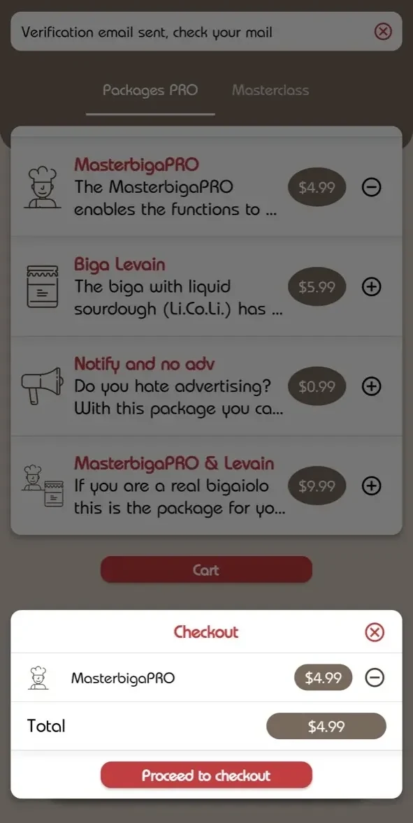 MasterBiga paywall screen