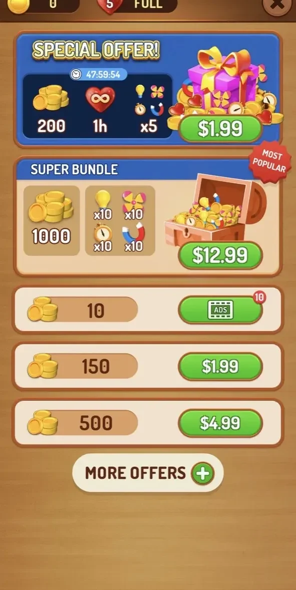 Match Tile Triple 3D paywall screen