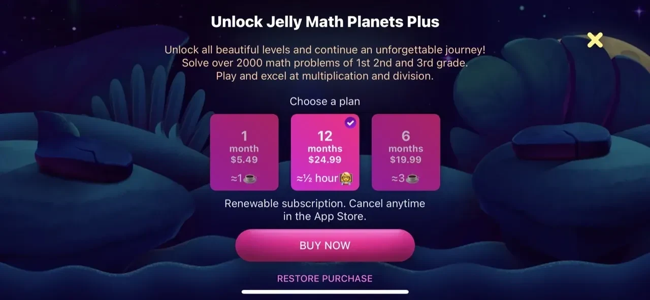 Math paywall screen