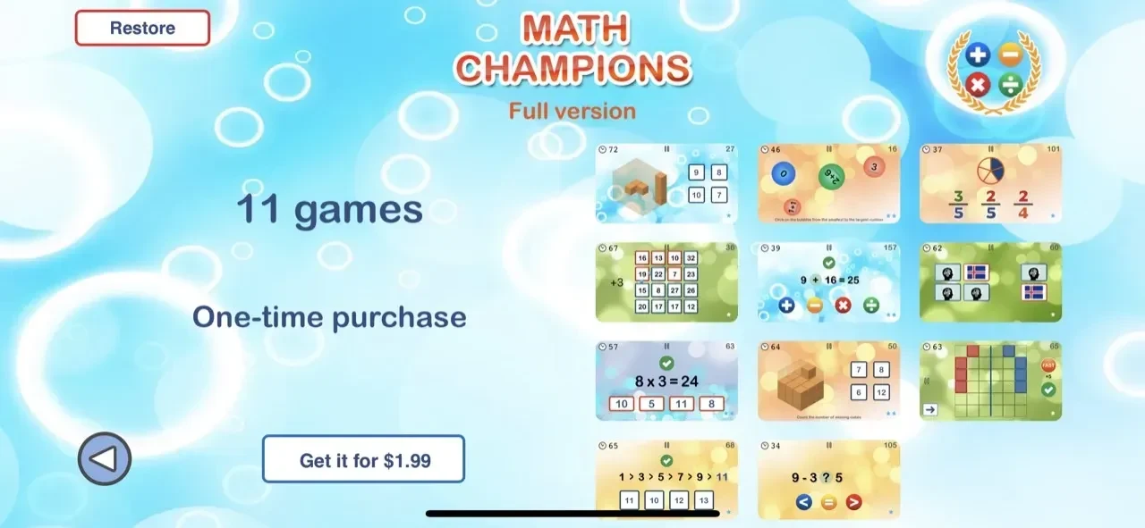 Math Champions games paywall screen