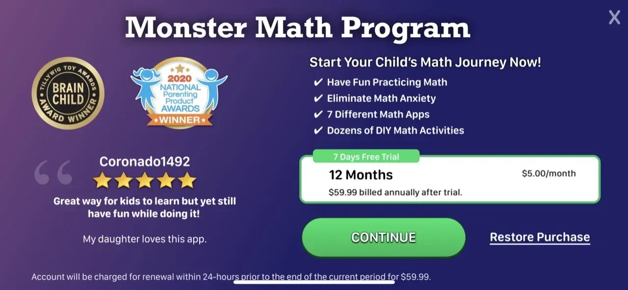 Math Duel paywall screen