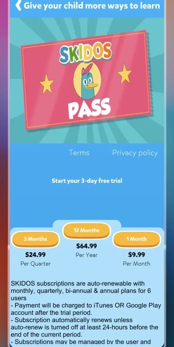 Flipping Games paywall screen