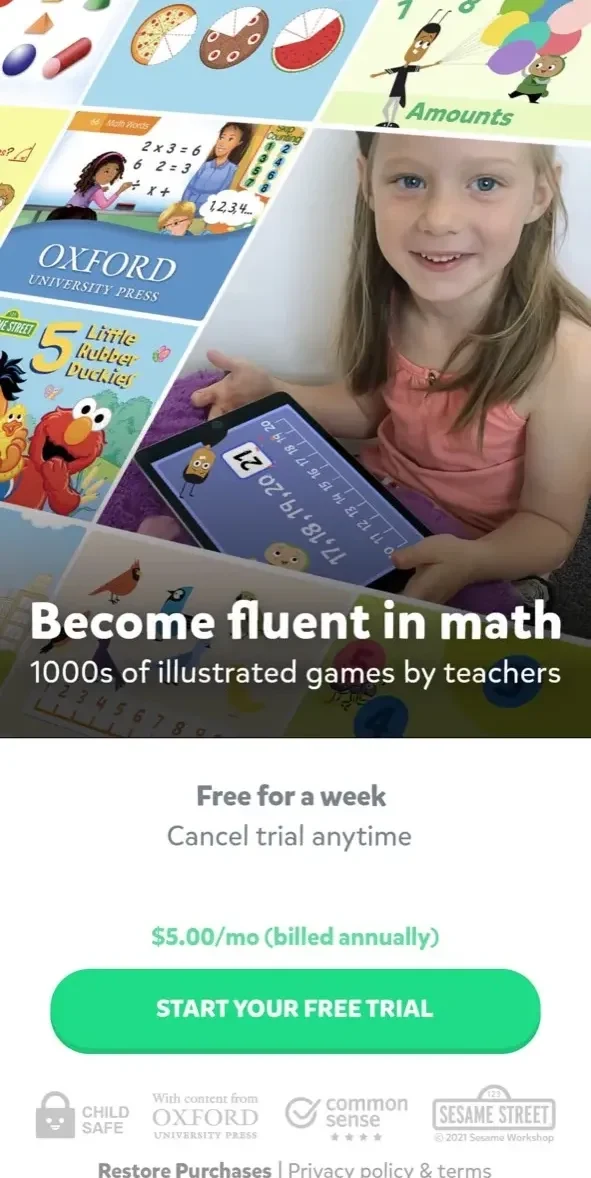 Math Lingo paywall screen