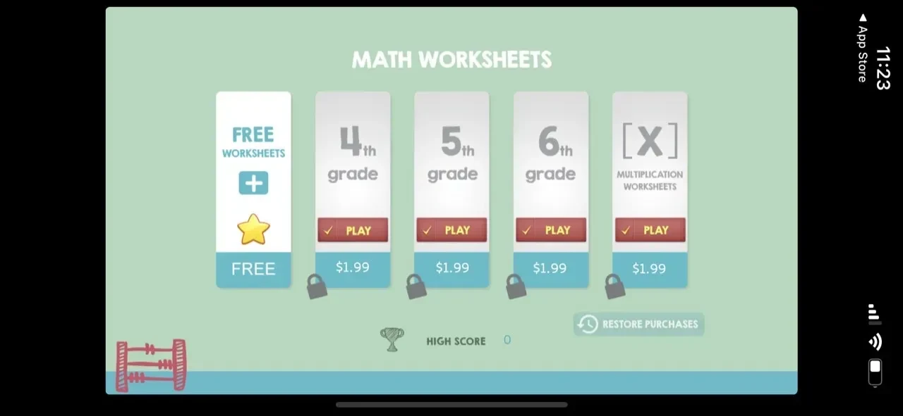 Math Worksheets 4th-6th Grade paywall screen