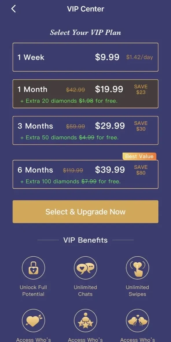 Mature Dating paywall screen