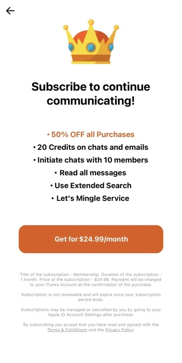 DateMyAge™ paywall screen
