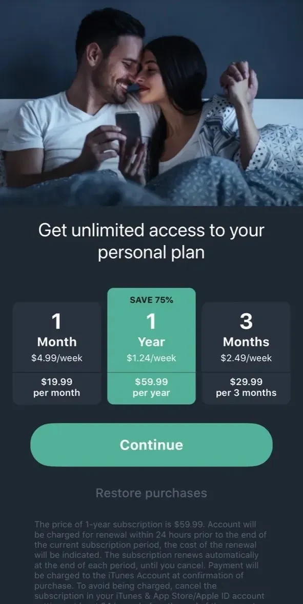 Mayn paywall screen
