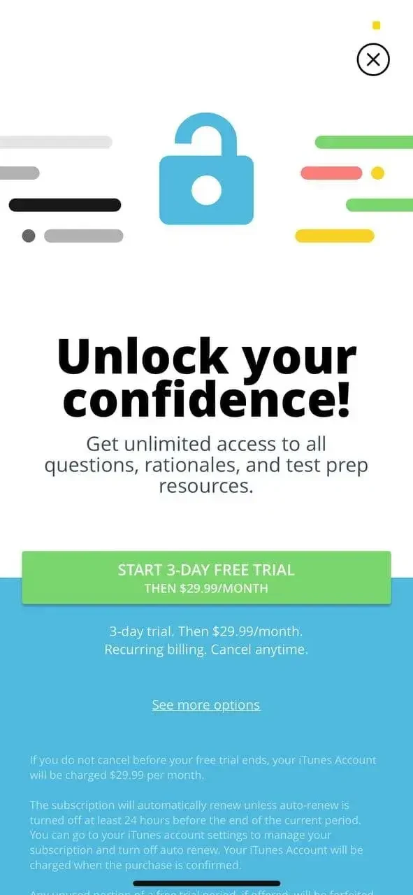 MCAT Prep Mastery paywall screen