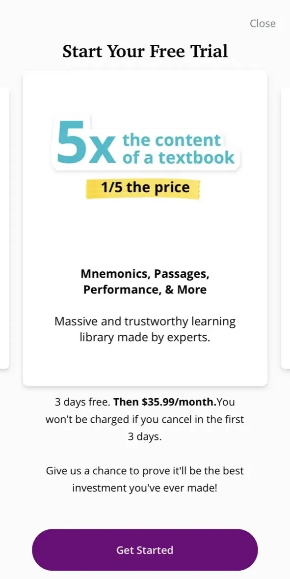 MCAT Prep Mastery paywall screen