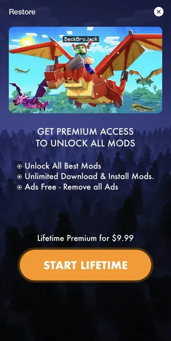 MCPE ADDONS FOR MINECRAFT PE + paywall screen