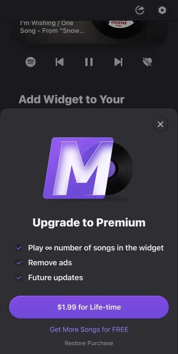MD Vinyl paywall screen