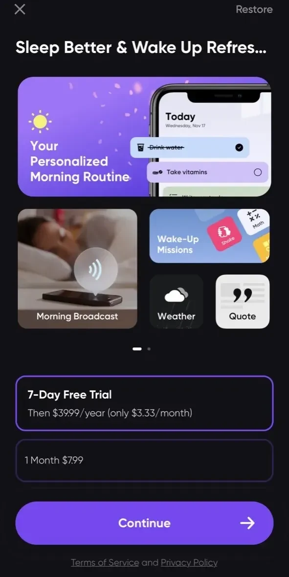 Me+ Daily Routine Planner paywall screen
