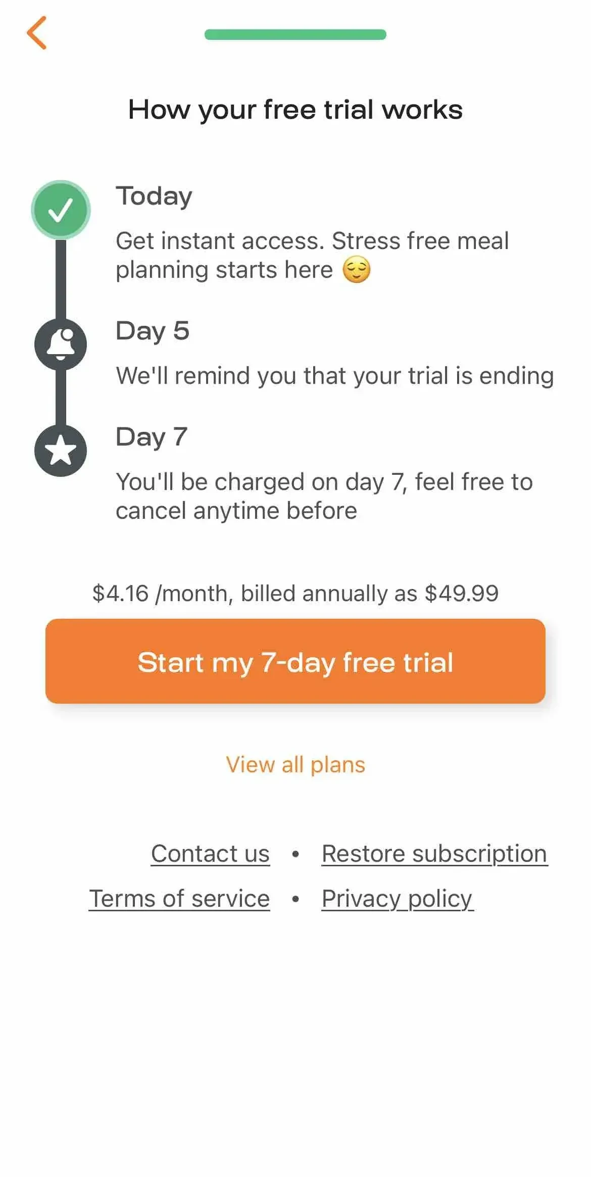 MealPrepPro Planner paywall screen