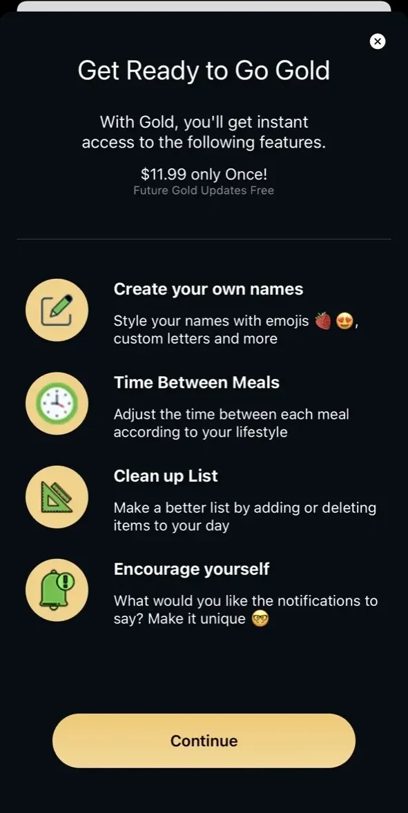 Meal Reminder paywall screen