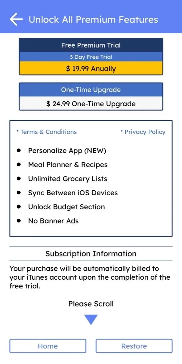 MealTastic paywall screen