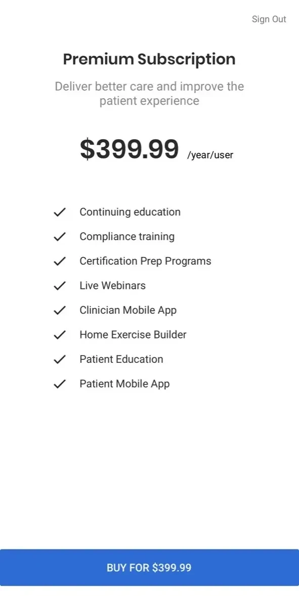 MedBridge paywall screen
