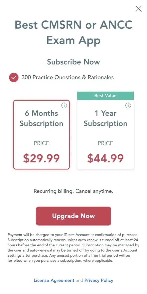Medical Surgical Nurse Cert Ex paywall screen