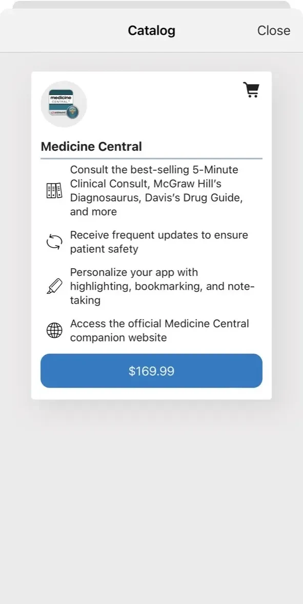 Medicine Central paywall screen
