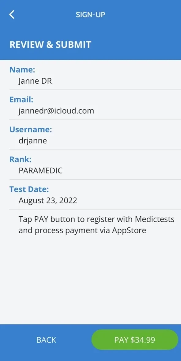 MedicTests 2024 EMS Education paywall screen
