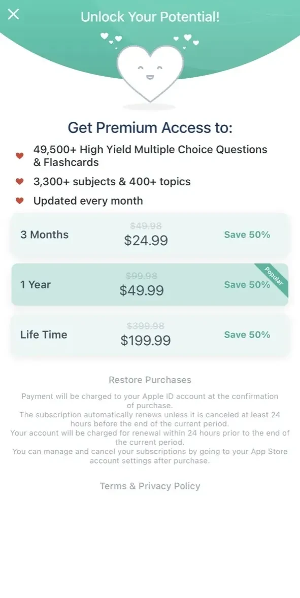 MEDizzy paywall screen
