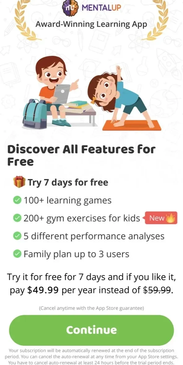 MentalUP paywall screen