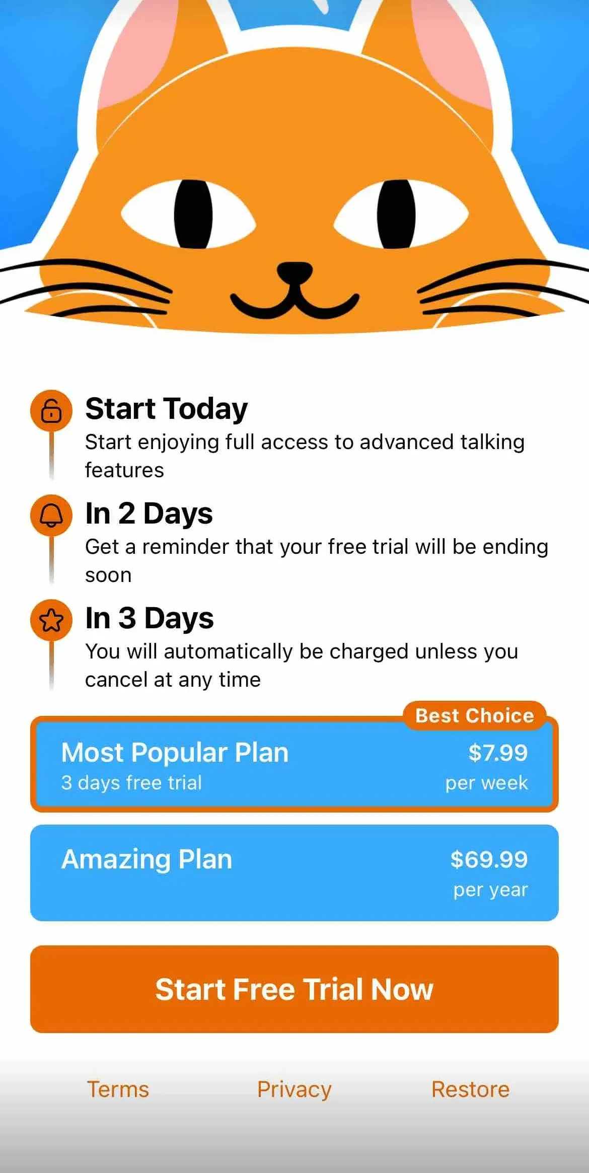 MeowTalk Cat Translator paywall screen