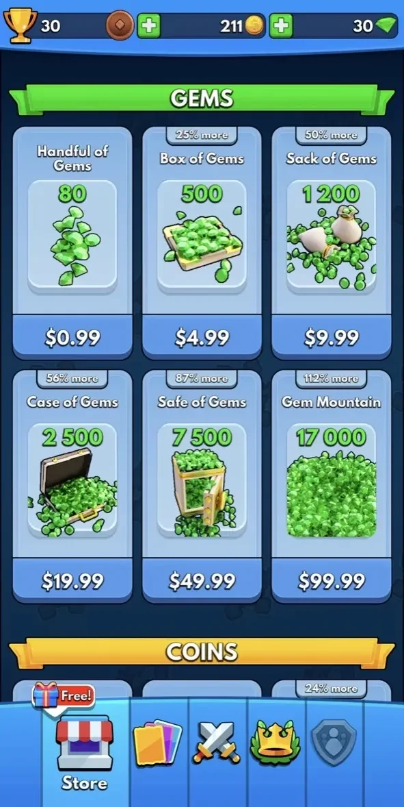 Merge Clash paywall screen