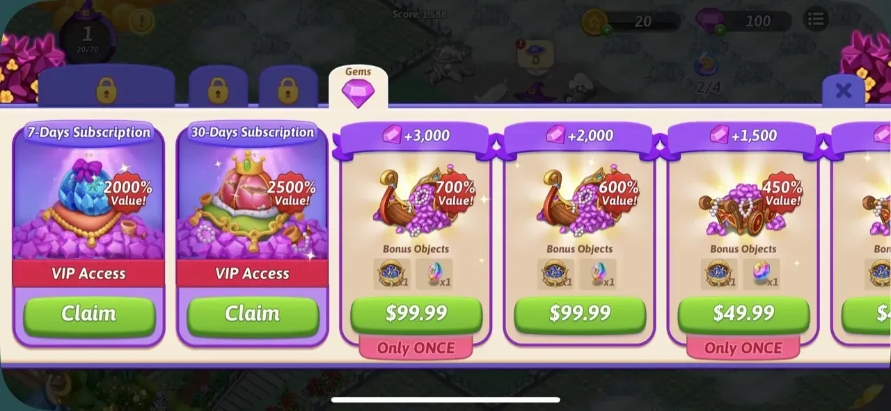 Merge Witches paywall screen