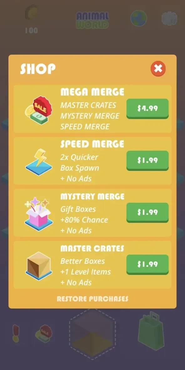 Merge World paywall screen