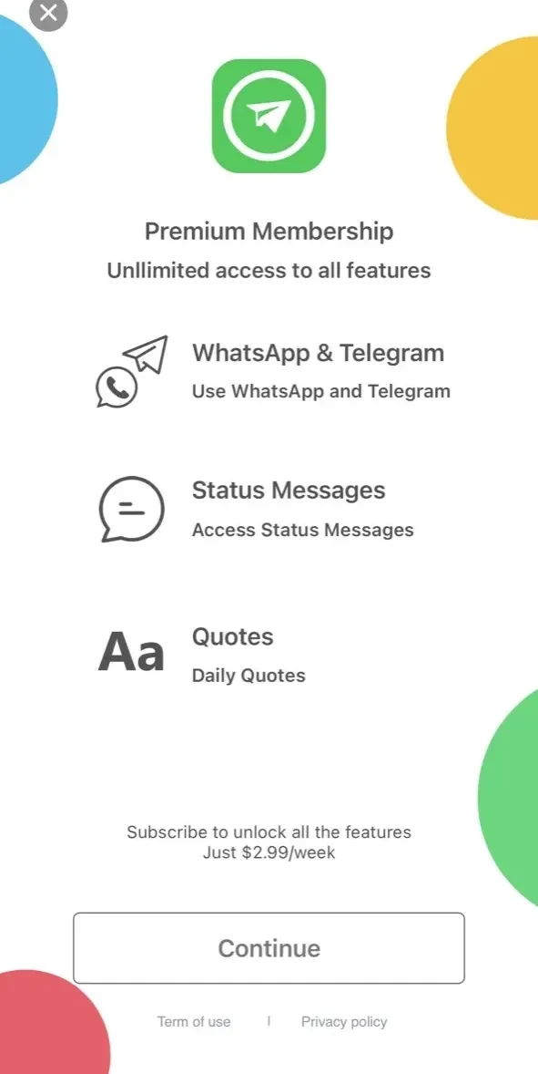 Messenger Web paywall screen