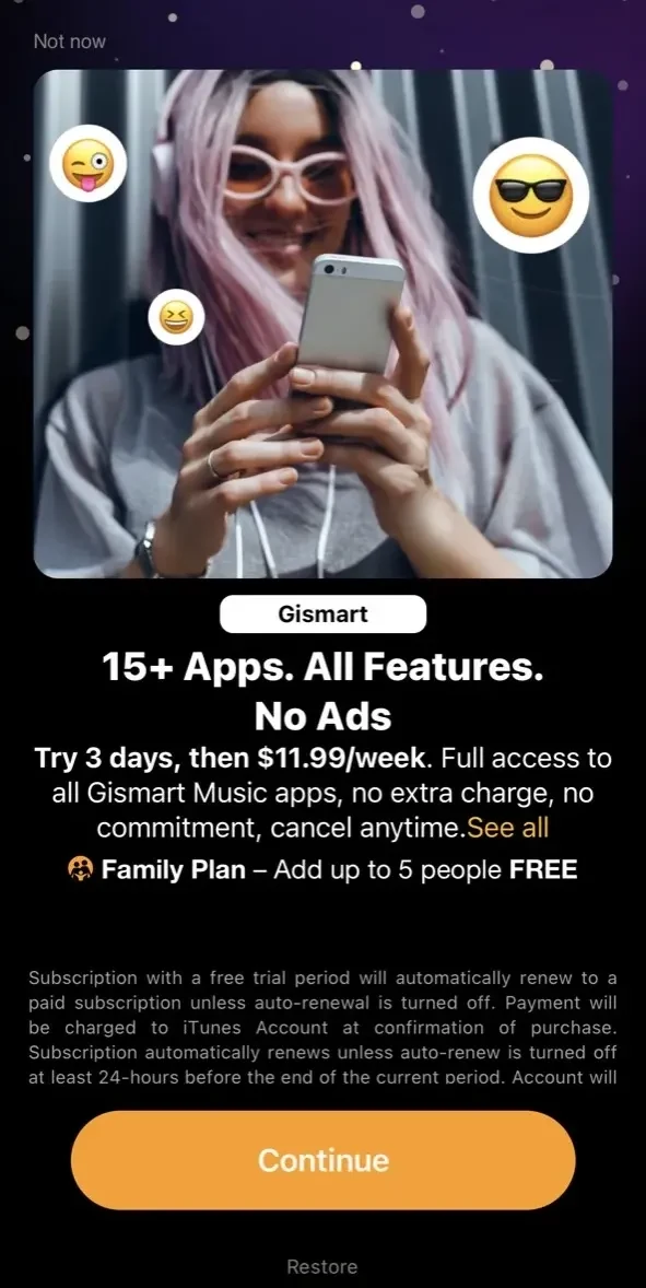 Metronome paywall screen