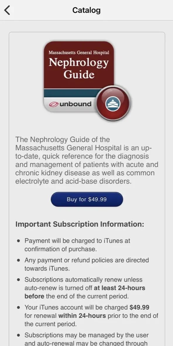 MGH Nephrology Guide paywall screen
