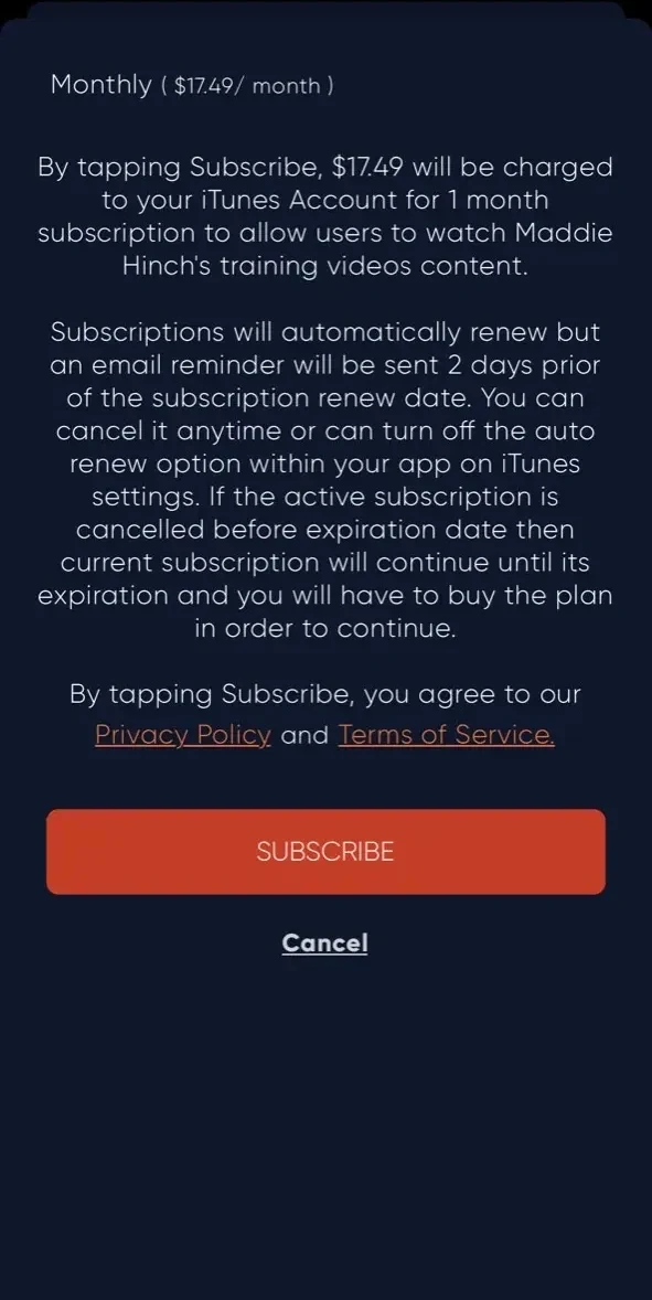 MH1 paywall screen