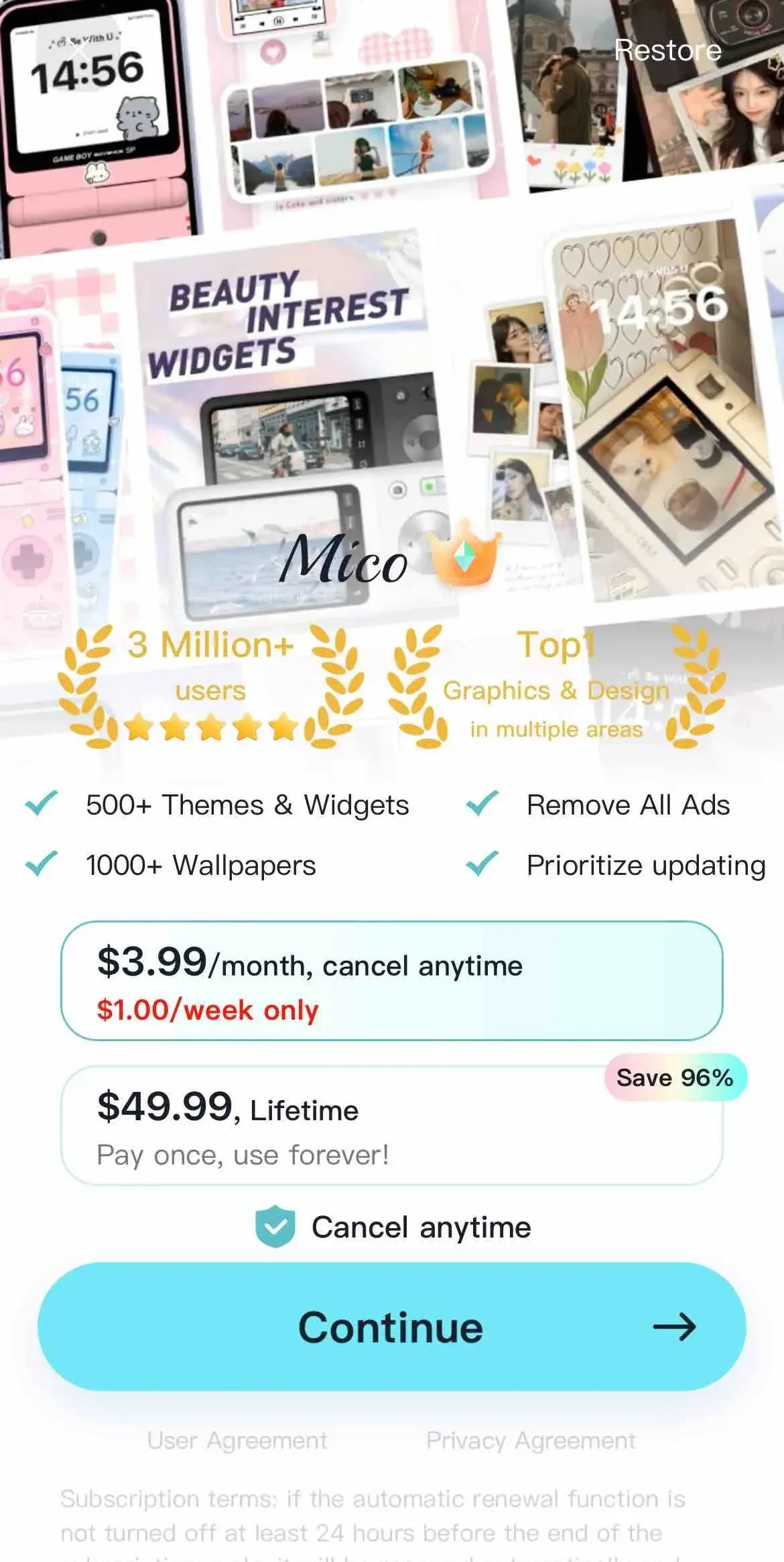 Mico paywall screen