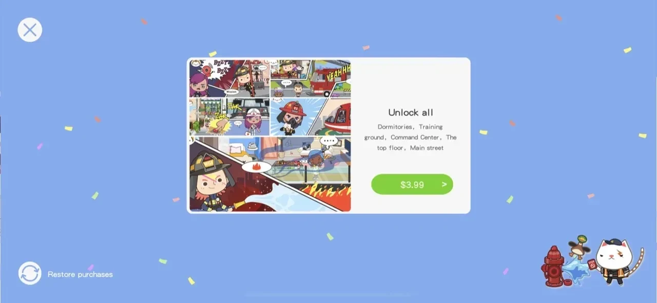 Miga Town paywall screen