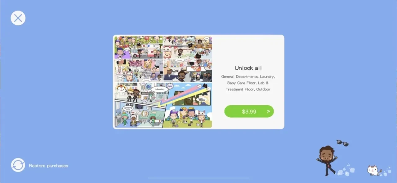Miga Town paywall screen