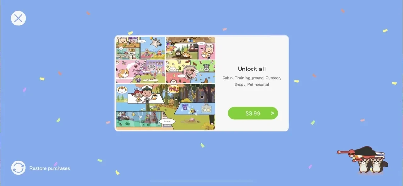 Miga Town paywall screen