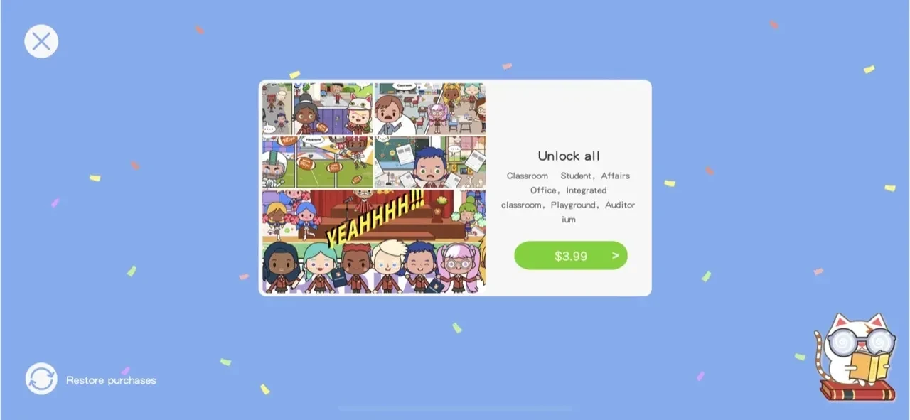Miga Town paywall screen