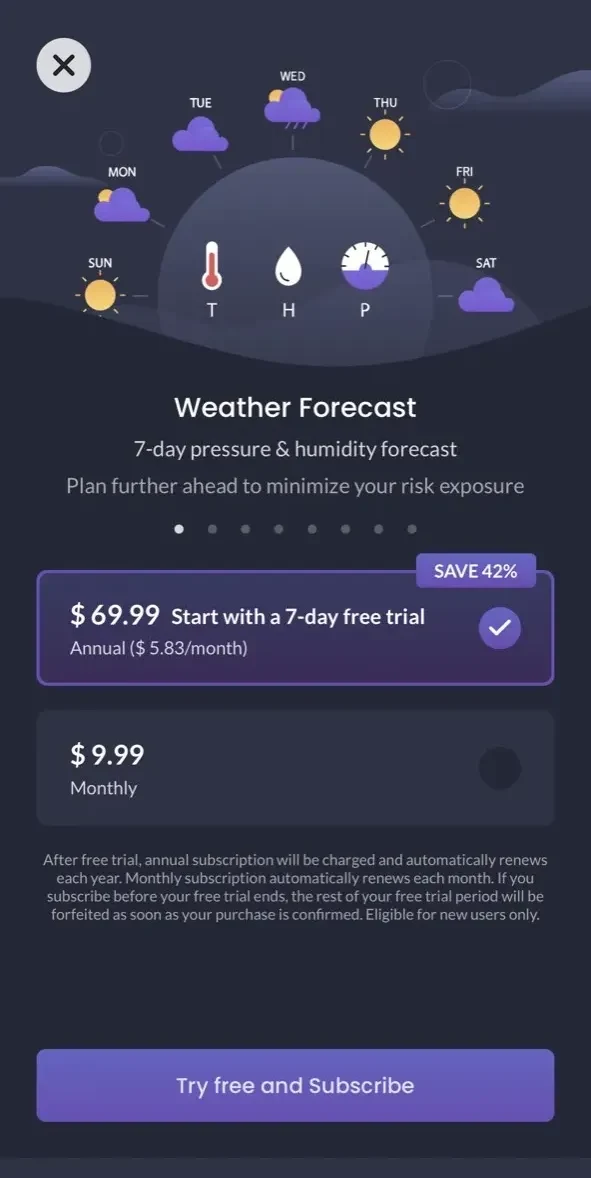 Migraine Buddy paywall screen
