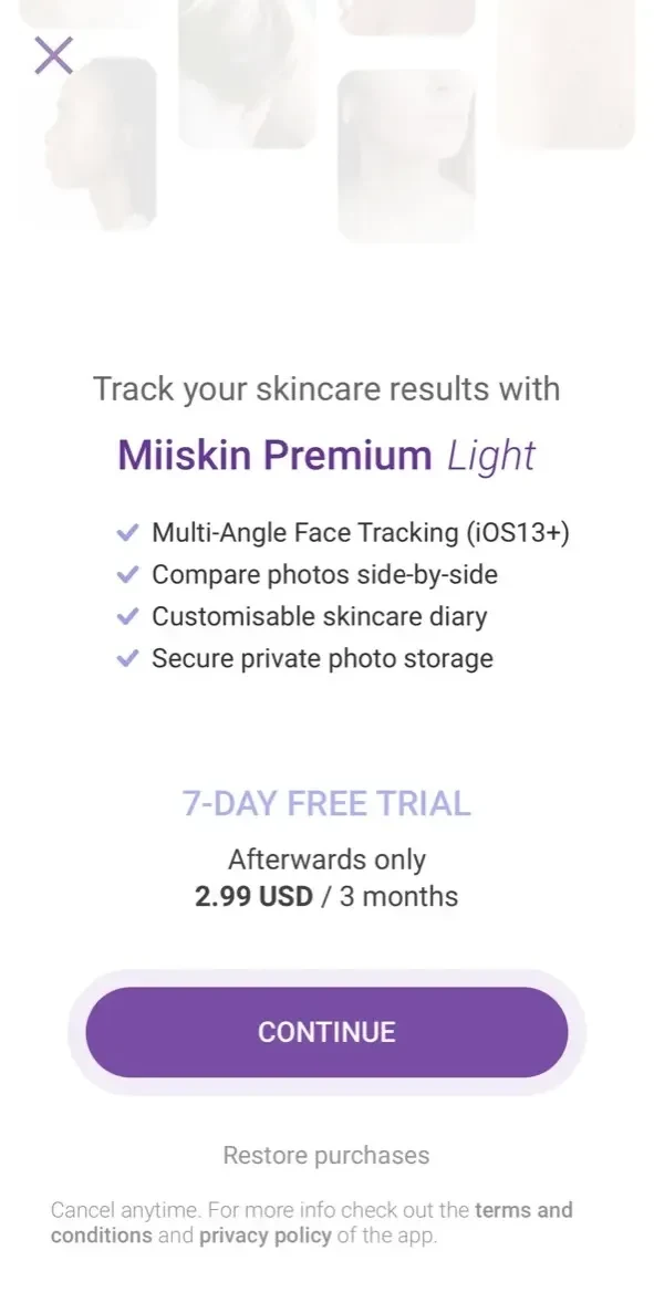 Miiskin Skin paywall screen